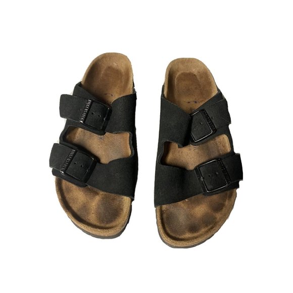 Birkenstock Shoes - Birkenstock Sandals Black Suede Slip On Buckle Straps 39 Womens 8 Mens 6 Arizona